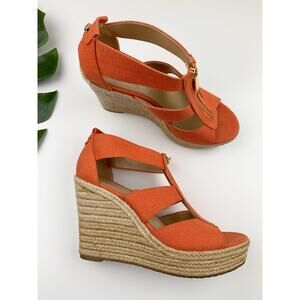 Michael Michael Kors Damita Platform Wedge Sandals Orange Espadrille Women's 7.5